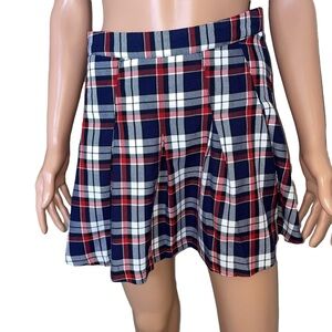 Divided red, white & blue mini pleated school girl catholic girl skirt Sz 6